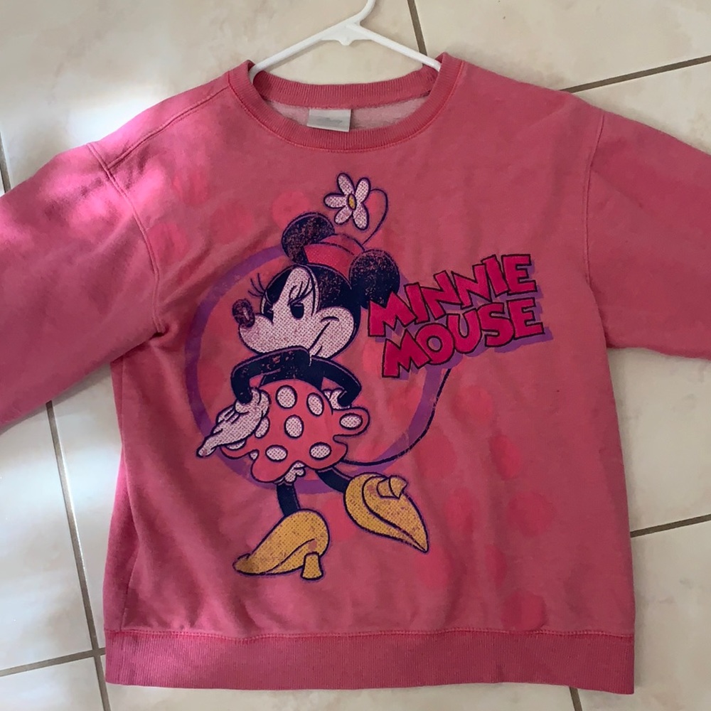 Pink Minnie Mouse crew neck sweater